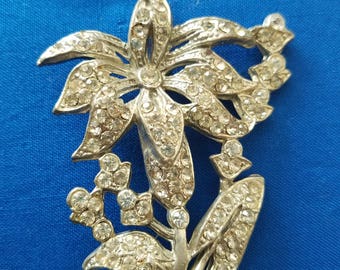 Large Rhinestone Flower Brooch
