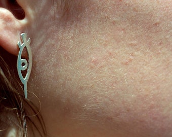 Silver Eye Earrings-cactus symbol-Earrings "ojocáctus"-earrings silver symbol eye/Cactus
