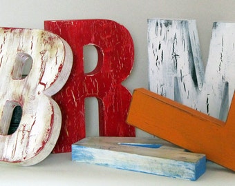 Free Standing Big Letters vintage rustic distressed letters Painted for Weddings farmhouse decor nursery letters custom made vintage sign