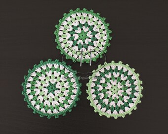 Three Coasters - Green & White