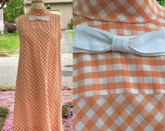 1960s Orange Gingham Dress