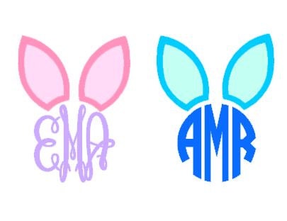 Download Monogram Easter Bunny Ears instant download cut file SVG DXF