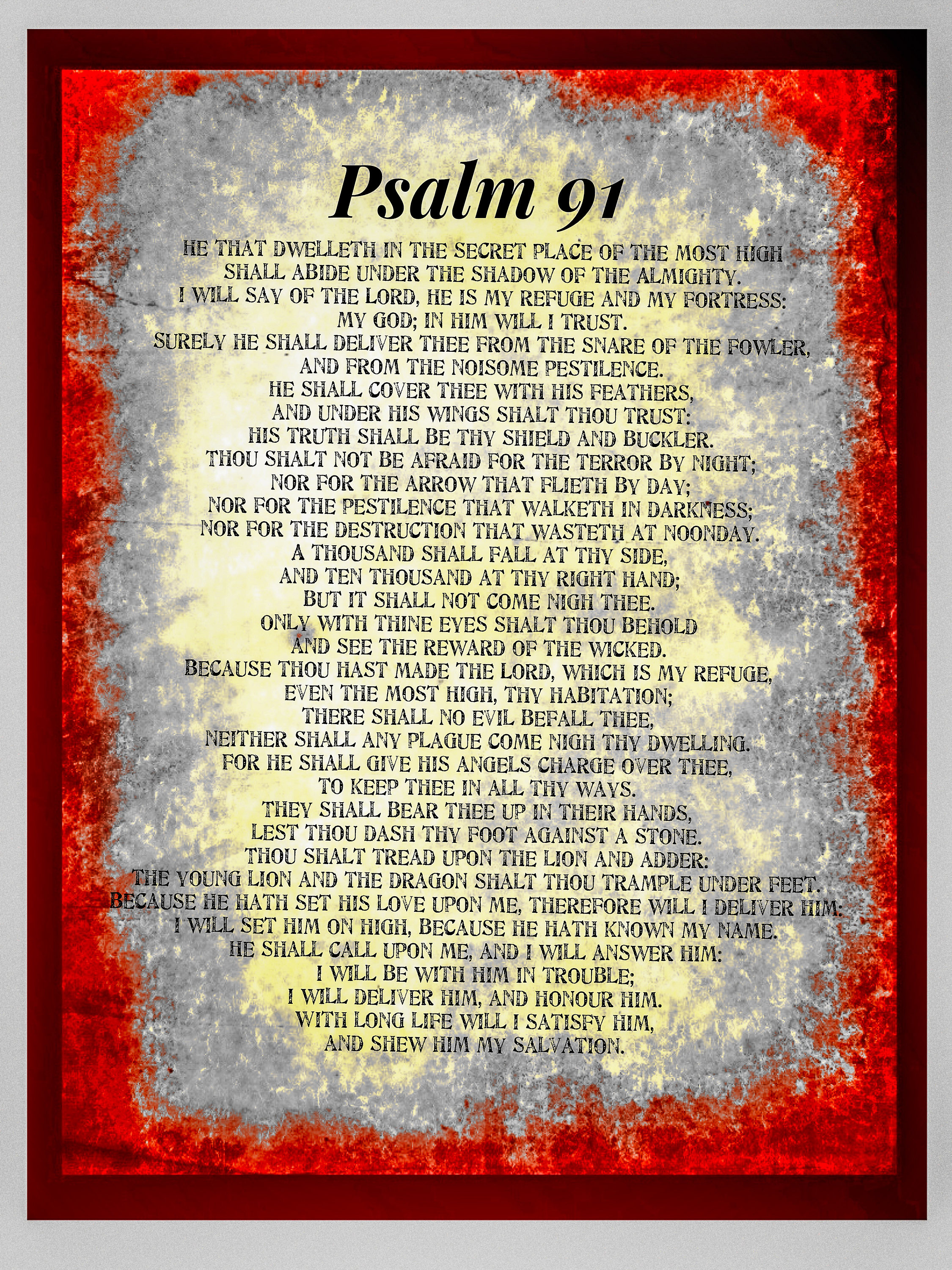 Psalm 91 poster. Printable unique psalm 91 prayer Carzd wall