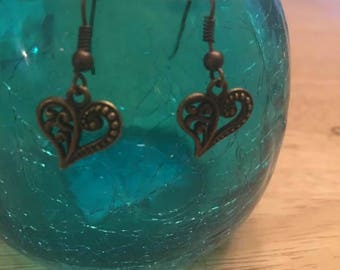 Bronze Heart Earrings,Sharma Earrings,Dainty Heart Earrings,Heart Jewelry