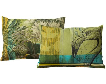 Decorative Cushion, 2 prints 1 pillow. Flamingo-Nature