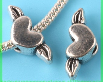 Pearl European N177 heart wing charms bracelet