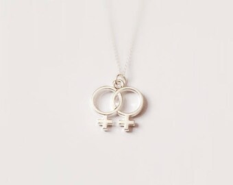 Lesbian Necklace, sterling silver necklace, Valentine's Day gift, girlfriend gift, statement necklace lgbt lgbtq jewellery jewelry gay pride