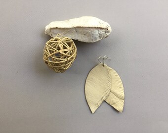 Off-white Leather Feather Earrings