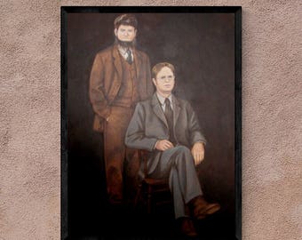 The Office Wall Art - Portrait of Dwight Schrute and Mose Schrute - 18x24", poster print, framed print, or canvas