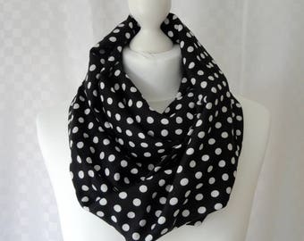 Polka dot infinity scarf, Circle scarf, Polka dot scarf, Scarf for her, Lightweight scarf, Fashion scarf