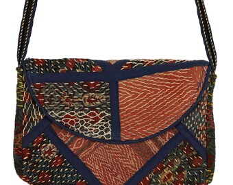 Hand stitched bag - Navy Blue trim
