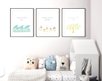 Baha'i Quote 3 print set, PRINTABLE art, Nursery decor, Nursery wall art, Kids art, Baby boy/girl nursery art, Baha'i Prayer print, Unity