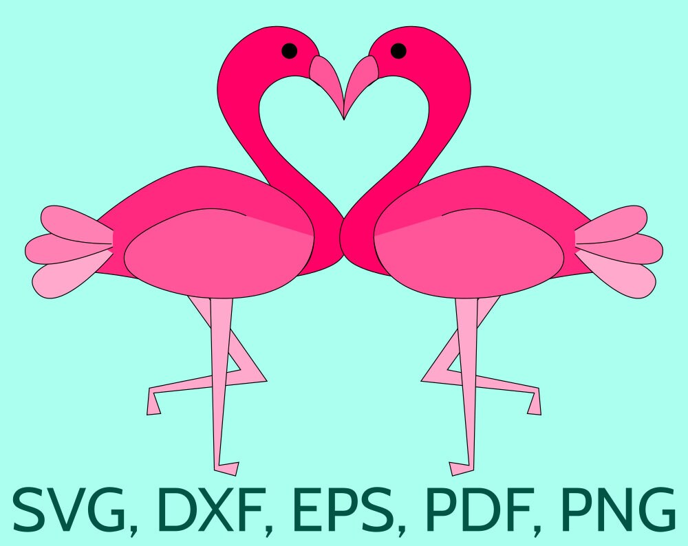 Download SVG Flamingo Couple - Love Flamingoes. Cute kissing ...