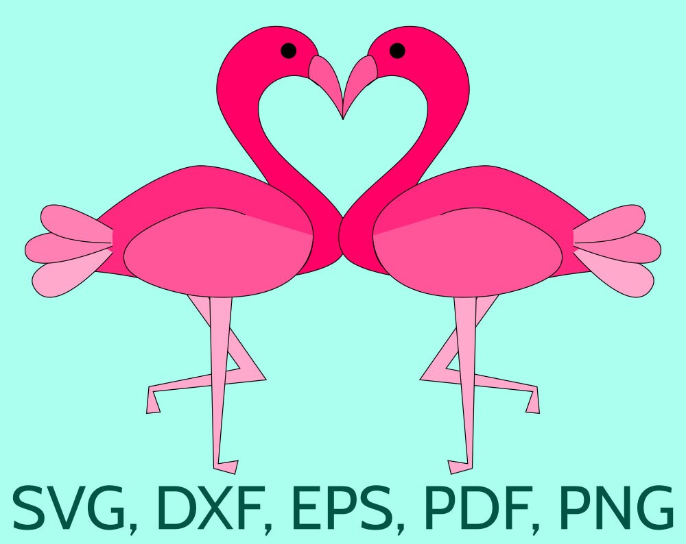 Download SVG Flamingo Couple - Love Flamingoes. Cute kissing flamingo birds making an heart! Cut file for ...