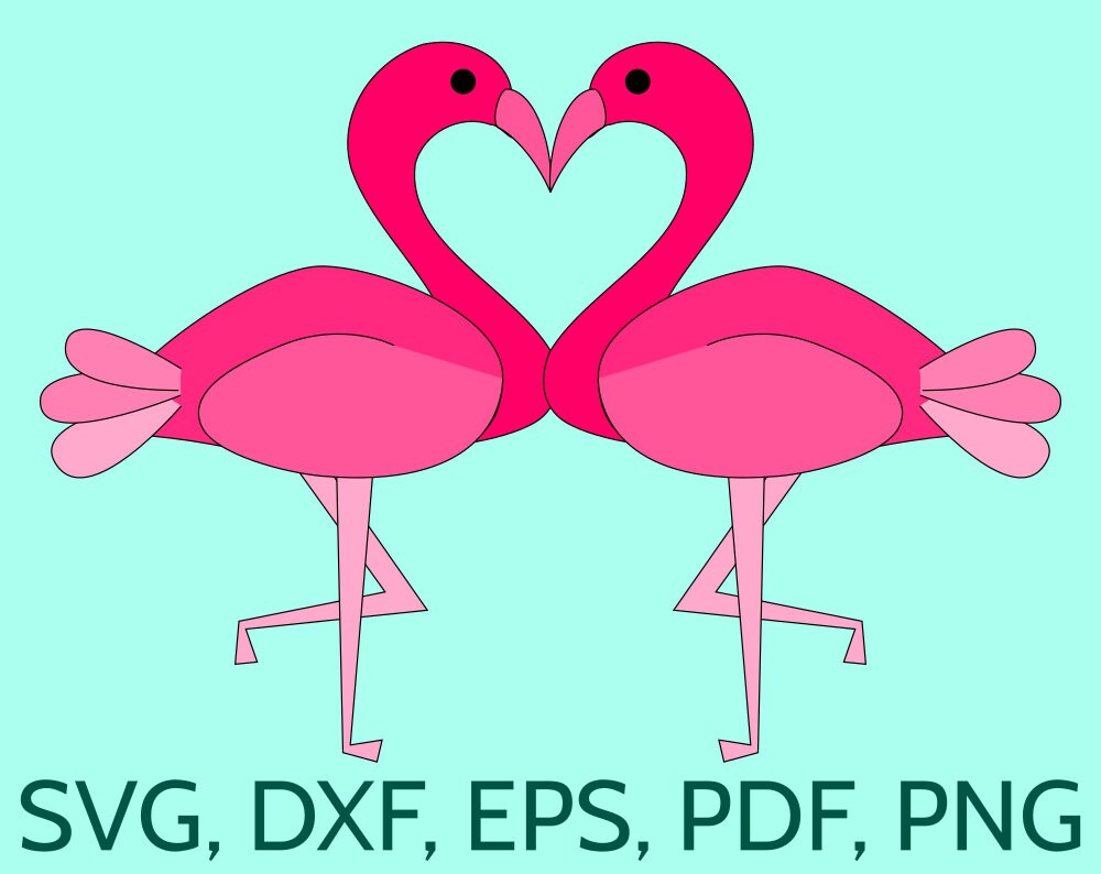 Download SVG Flamingo Couple - Love Flamingoes. Cute kissing flamingo birds making an heart! Cut file for ...