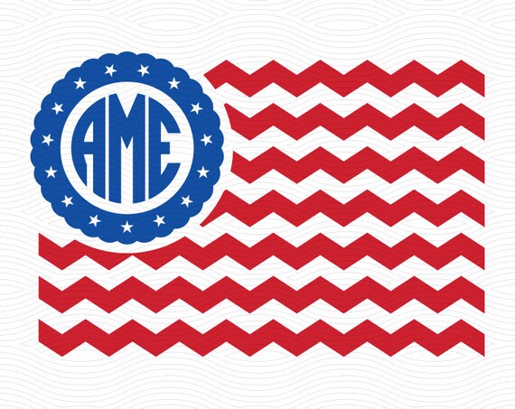 Chevron American Flag Monogram Frame Svg Eps Dxf Studio3 USA