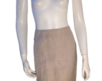 Escada Beige Shimmer Linen Mini Pencil Skirt (Size 38/US 6)