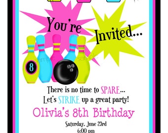 bowling party blank invitations