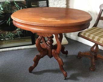 Antique Walnut Parlor Table 1930s