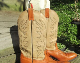 Bottes, bottes de Cowboy Boulet, taille des femmes 9,5, taille pour hommes 8, bottes, bottes Western en cuir deux tons