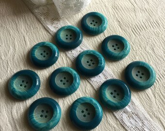 Buttons 11 blue buttons - 28 mm - thick for coat, vest, buttons from the 70s