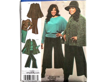 Simplicity 3991, Women's Cape, Top, Gauchos and Skirt Pattern, Plus Size Pattern, Size 18W, 20W, 22W, 24W, Uncut Pattern