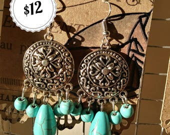 Silver Toned Medallion Earrings