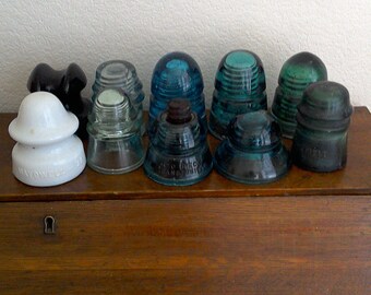 Vintage Collectible Collectable Glass Insulators ------Available items are 3, 4, 9, & 10