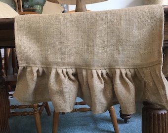 Burlap Table Runner Ruffled Burlap Runner Wedding Decor Table Settings French Country Farmhouse Tablecloth Made to Order Custom Sizes