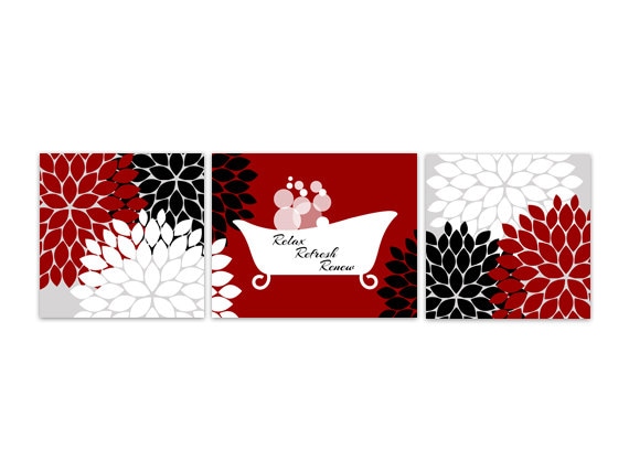 Bathroom Wall Art Red and Black Bathroom Decor Relax Refresh