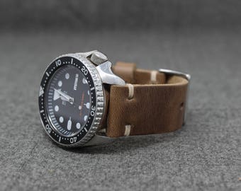 Leather Watch Band | The Hudson Strap | Horween Natural Brown Chromexcel Watch Strap- Handmade