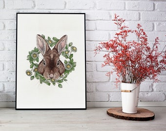 Floribus Coronatus Rabbit - 33x24 fine art print