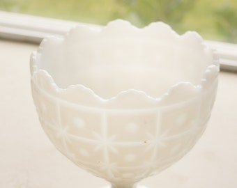 Starburst Milk Glass Pedestal Bowl