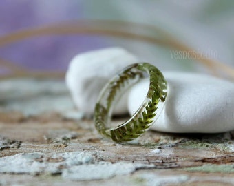 REAL FERN RING Faceted ring Pressed flower jewelry Botanical forest jewelry Folk accessories Terrarium Jewelry Gift under 25