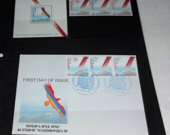 The Rebirth of Armenia-1992 May 28 Independence Day Issue-- First Day Cover, Stamp Sheet Nice Colors, See Listing