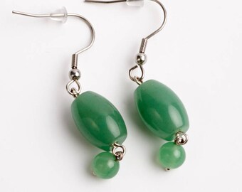 Earrings aventurine green. Surgical steel
