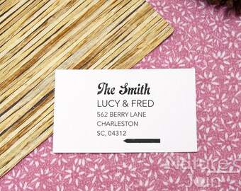 Personalized Return Address Stamp With Geometric Arrow, Neat & Tidy Design, Custom Made Wood Mounted Rubber Stamp from NaturesJoin SP013
