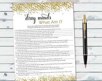 Naughty Bachelorette Game, Gold Confetti Bridal Game, Hens Party Game, Dirty Minds What Am I, Naughty Bridal Games, Funny Bridal Games