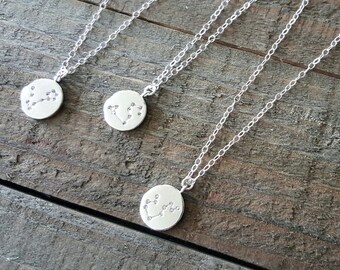 Zodiac Necklace, Constellation Necklace, Silver Zodiac Sign Necklace, Minimalist Jewelry, Birthday Jewelry, Astrology Zodiac Necklace