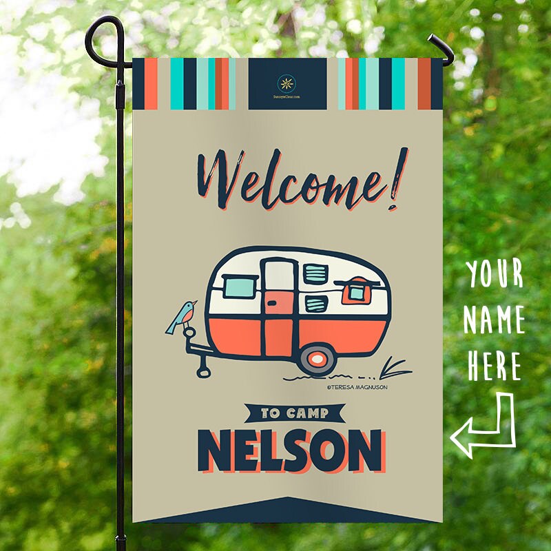 Custom Camping Flag Orange to Camp Personalized