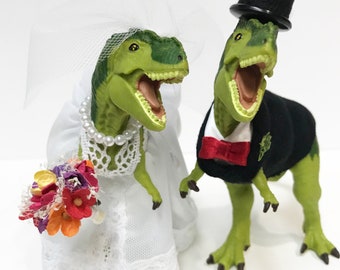 Custom Dinosaur Wedding Cake Topper, Animal Wedding Cake Topper-T-Rex Cake Topper-Prehistoric-Animal Cake Topper Wedding Topper