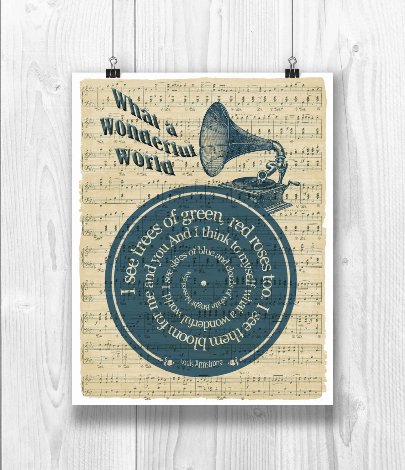 Louis Armstrong Print What a wonderful world Lyrics in