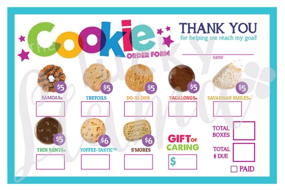 2018 Girl Scout Cookie Order Form Printable