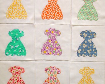 Party Dresses Appliqued Quilt Blocks