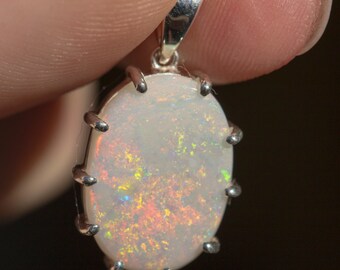 Glittery Austrlian Opal Pendant fine silver .925