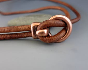 Antique Copper Clasp for 4 or 5mm Cord, ID 11x5.3mm, 1 clasp