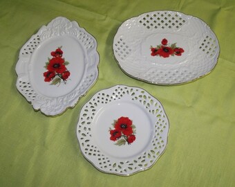 vintage china porcelain hand painted set =