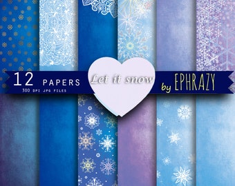Digital paper pack. Snowflake paper. Snowflakes digital. Snowflake digital paper. Winter digital paper. Blue digital paper