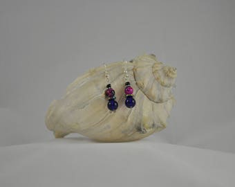 Cobalt earrings, Cranberry earrings, Silver earrings, Dangle earrings, Silver jewelry