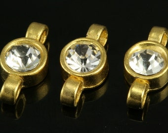 2 pcs 18x9 mm gold plated brass rhinestone connector brass findings connector 346